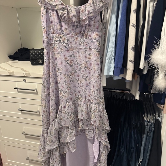 ASTR the Label New Floral Ruffles Off Shoulder High Low Maxi Dress wedding guest - Picture 3 of 4